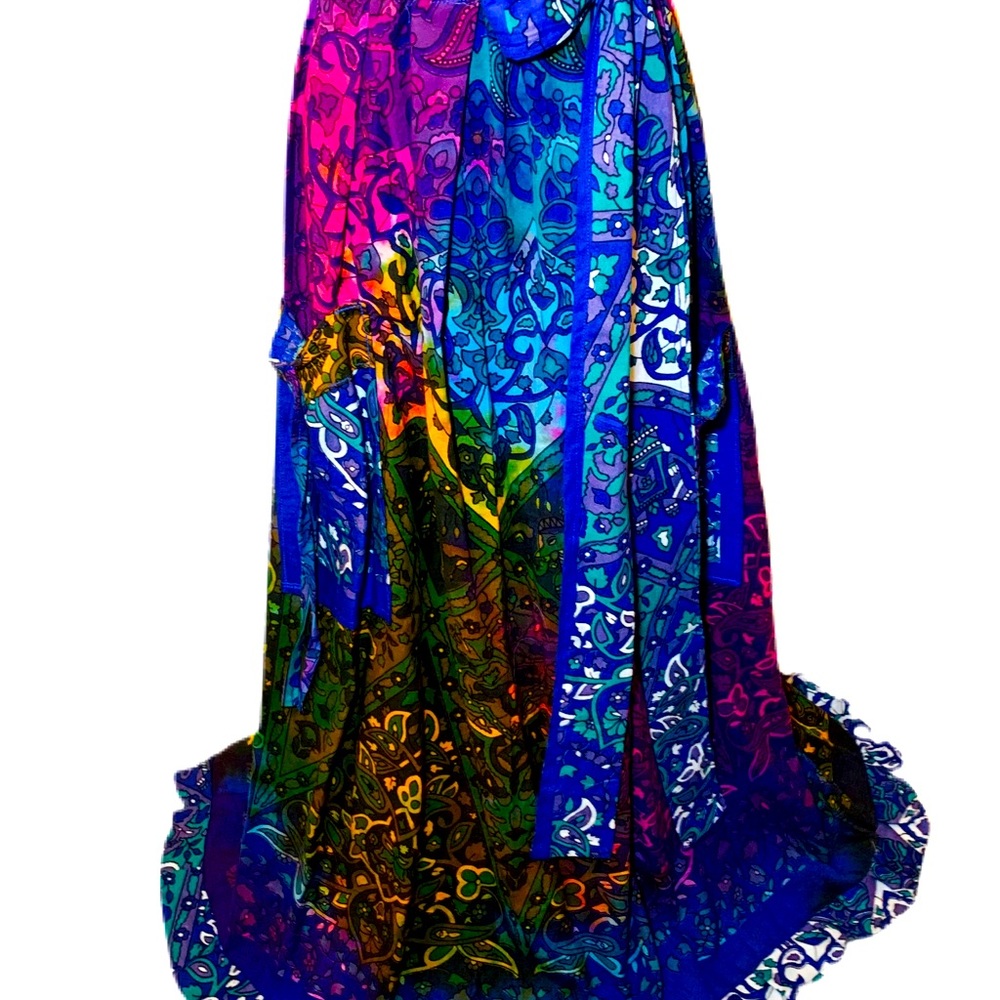Boho Maxi Skirt Handmade Wraparound Maxi Skirt with large patch pockets - Picture 4 of 6